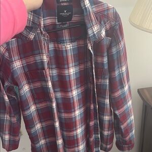 American Eagle Red and Blue Plaid Shirt